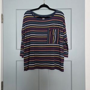 Natural Reflections Women’s M Striped Pocket Tee Retro Casual 3/4 Sleeve